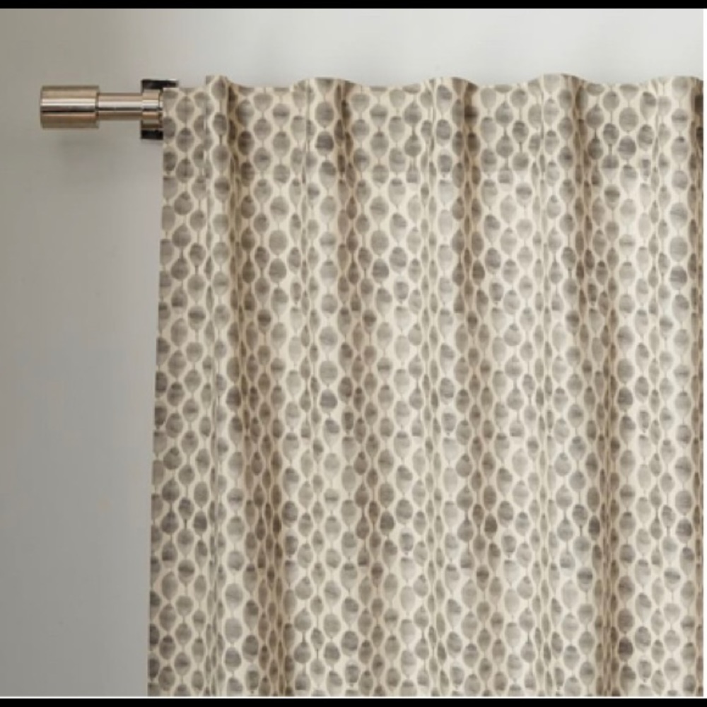 West Elm cotton stamped set of curtains 48”Wx84”L